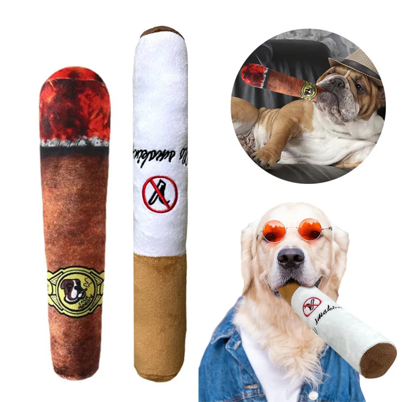 Dog Squeaky Plush Cigarette Toy, Bite-Resistant Chew & Interactive Molar Play
