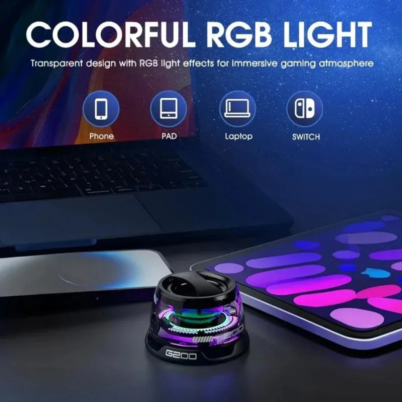 Mini Magnetic Bluetooth Speaker with RGB Light & Phone Stand — Portable Stereo Speaker (IPX5 Water-Resistant)