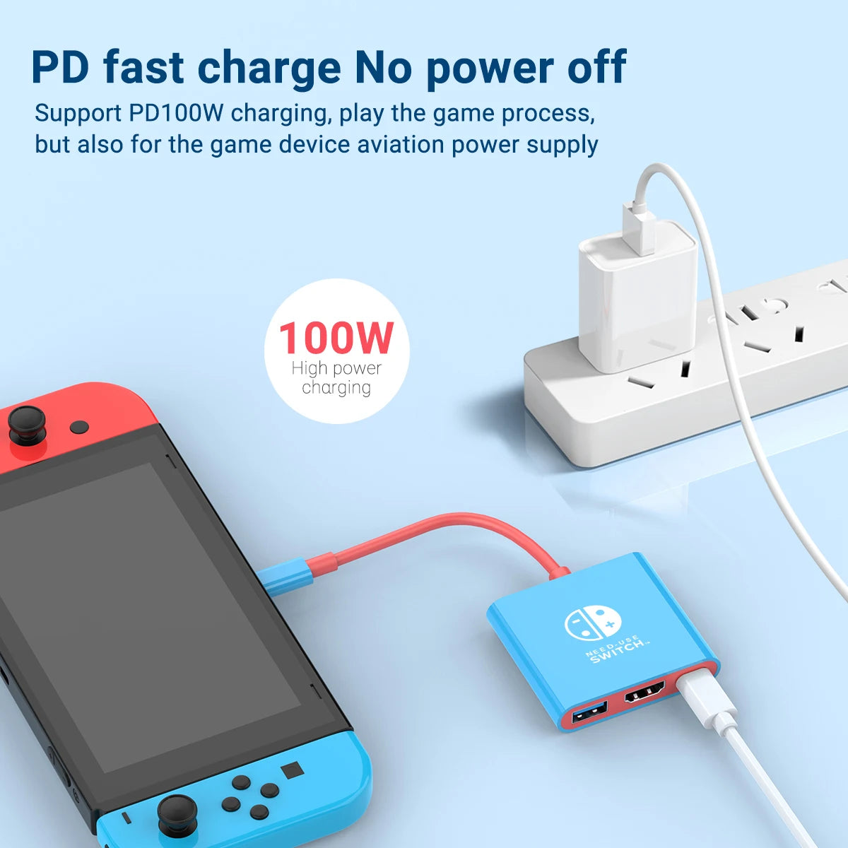 3-in-1 USB-C Hub — 4K HDMI, 100W PD Fast Charging & USB 3.0 Dock for Switch, MacBook, Laptop, Phone