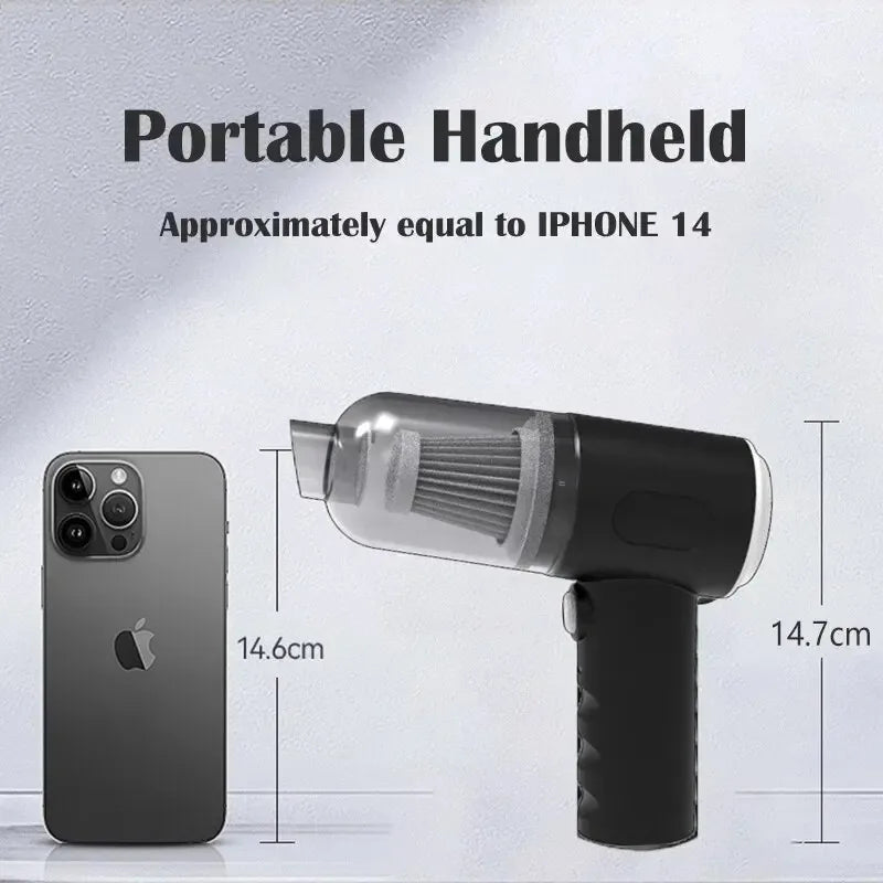 9000Pa Wireless Car & Home Handheld Vacuum – USB Rechargeable 1200mAh Portable Wet/Dry Mini Cleaner