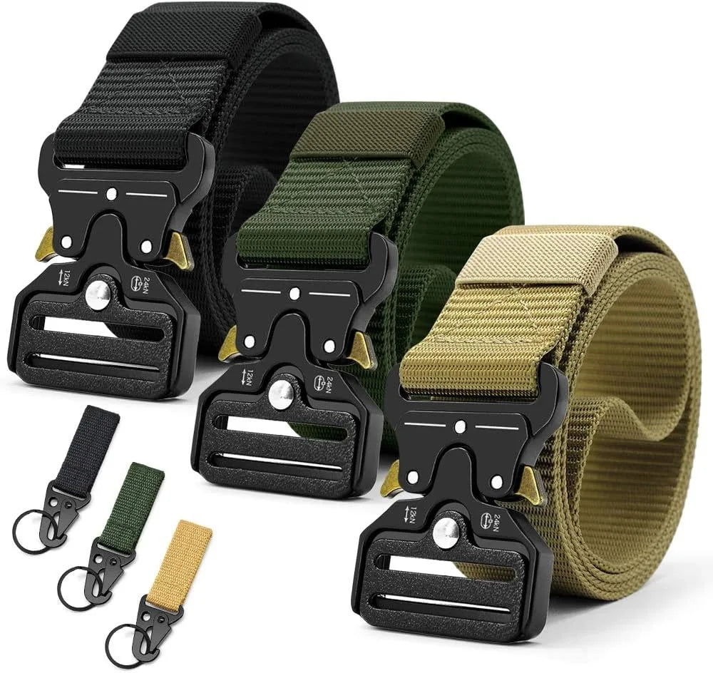 Men's Tactical Canvas Multi-Function Belt, Outdoor Adventure Waist Belt 1.5 in (3.8 cm)