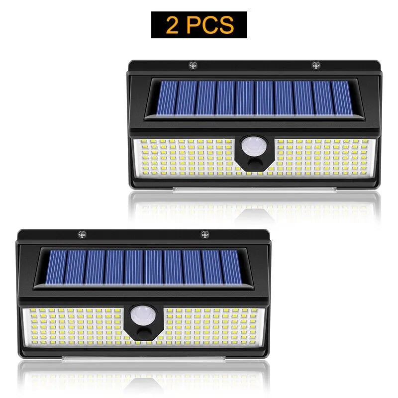 190 LED Solar Wall Light Outdoor – IP65 Waterproof Motion Sensor, 4 Modes for Garden Yard Pathway Door
