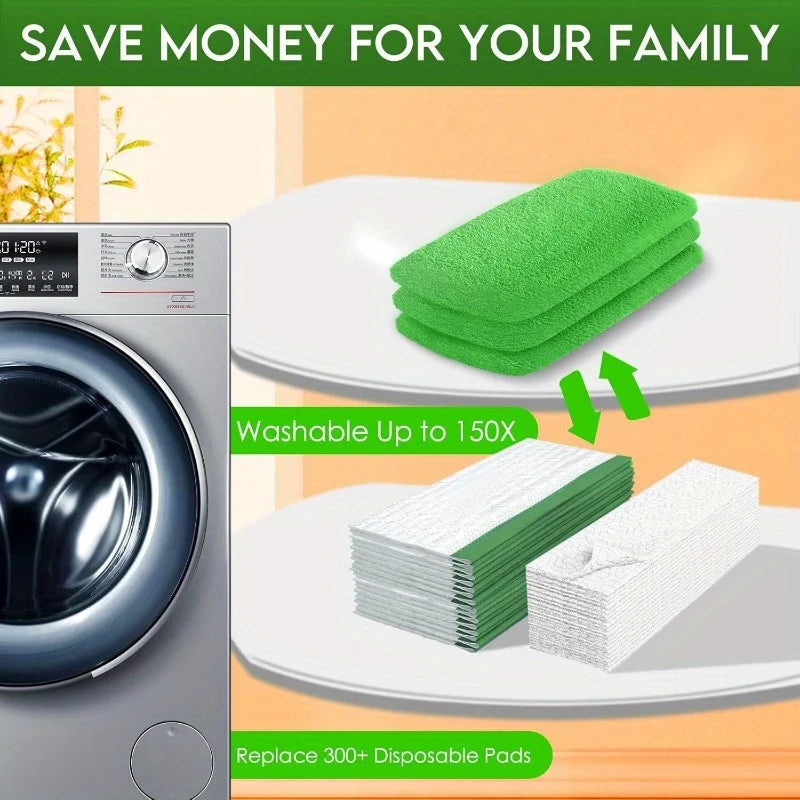 4-Pack Reusable Microfiber Mop Pads – Ultra-Fine Fiber, High Water Absorption, Fits Most Standard Mops