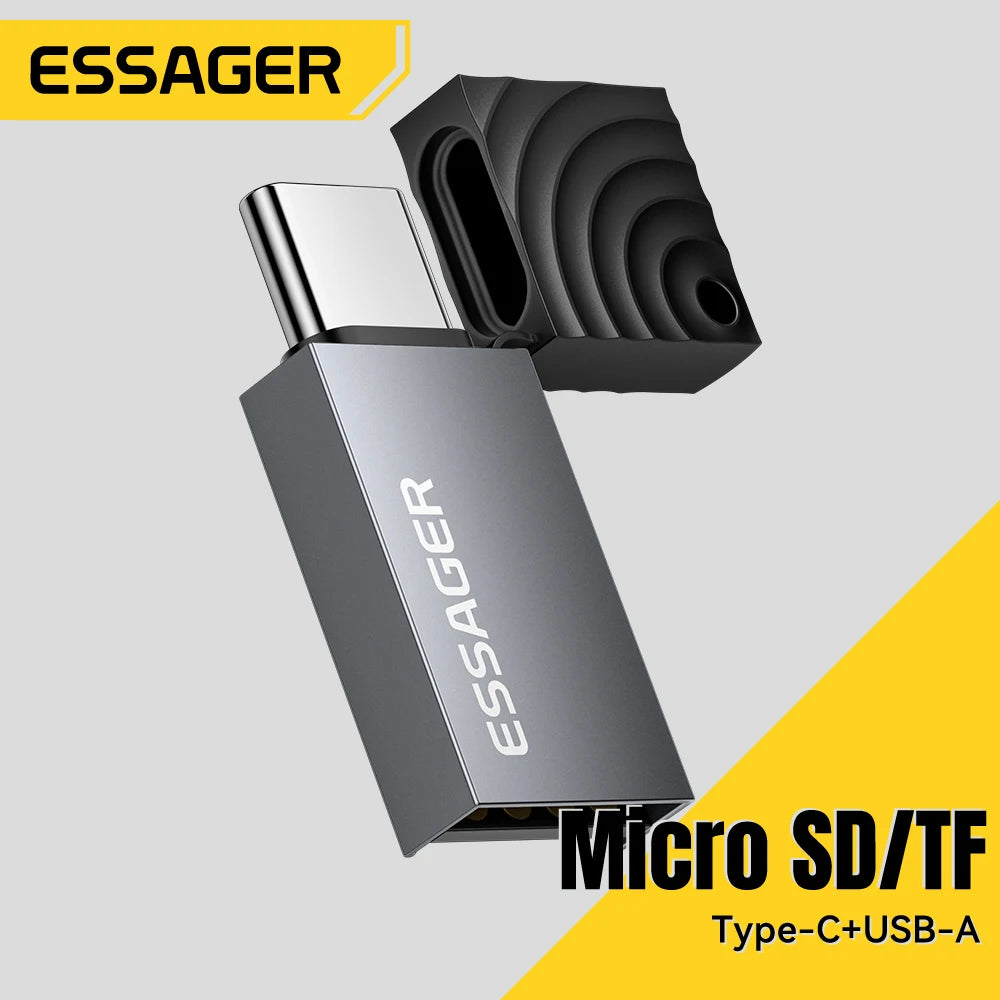 2-in-1 Mini USB-C & USB 2.0 Micro SD/TF Memory Card Reader Adapter, Portable Plug-and-Play for iPhone, Huawei, MacBook, iPad
