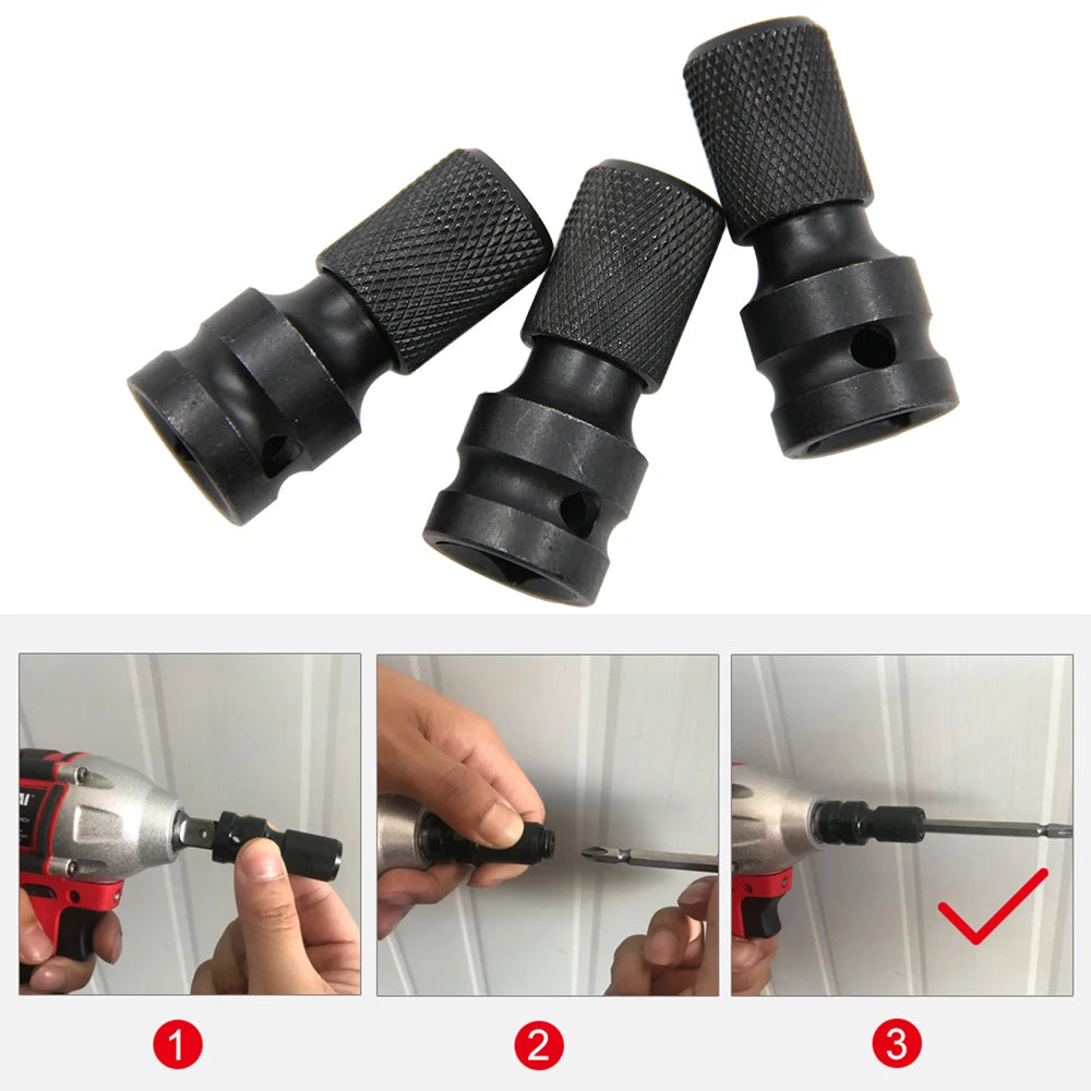 1/2 inch (12.5 mm) Square Drive to 1/4 inch (6.35 mm) Hex Telescopic Socket Adapter for Electric & Air Impact Wrenches