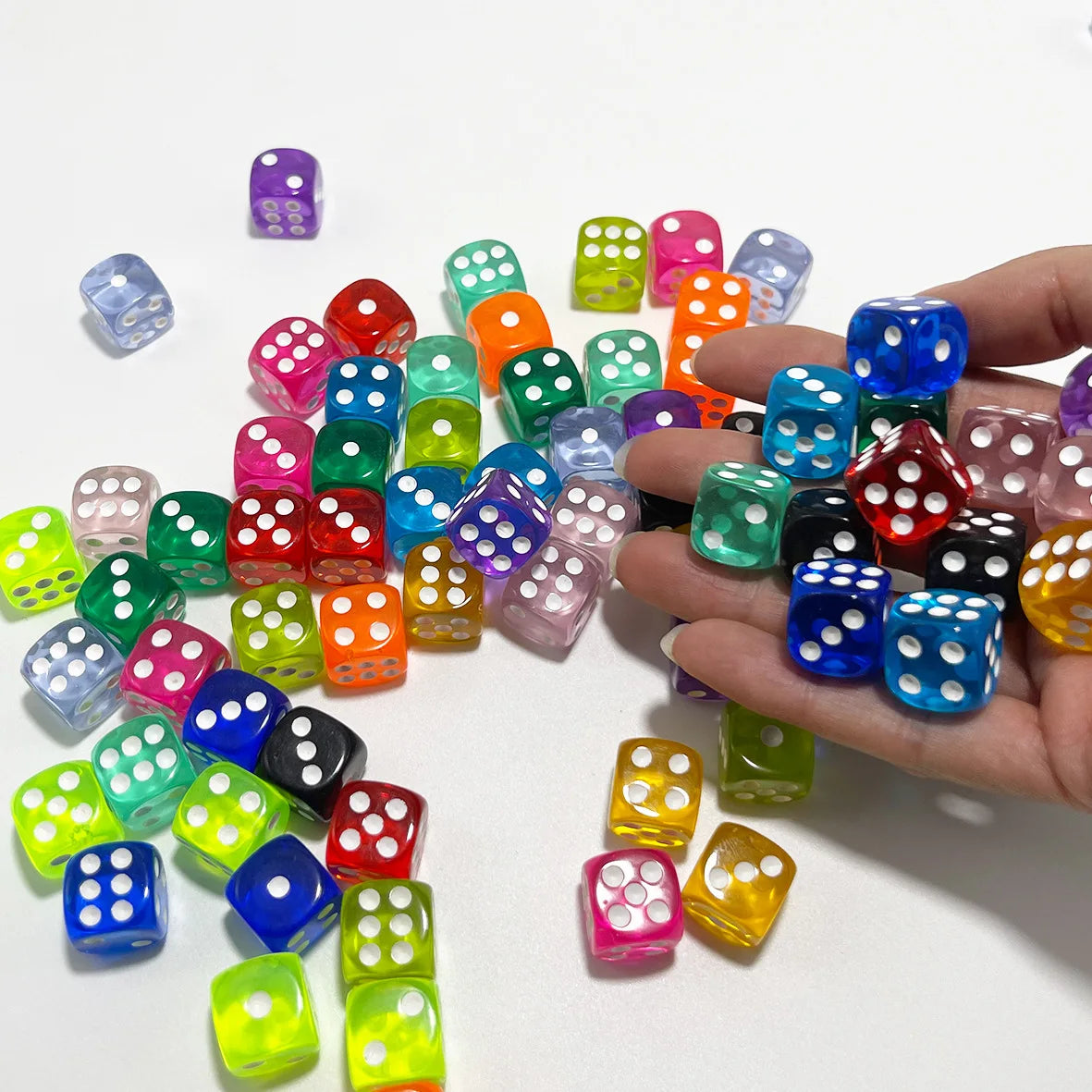 9-Piece Vibrant Color Dice Set with Portable Clear Storage Case, Assorted Colors for Math Games and Tabletop Gaming