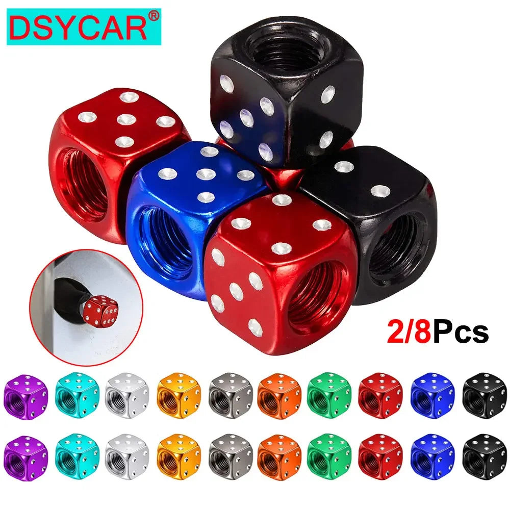 2/8-Pack Aluminum Dice Tire Valve Caps, Universal Wheel Stem Air Valve Covers for Car Truck Motorcycle Bike