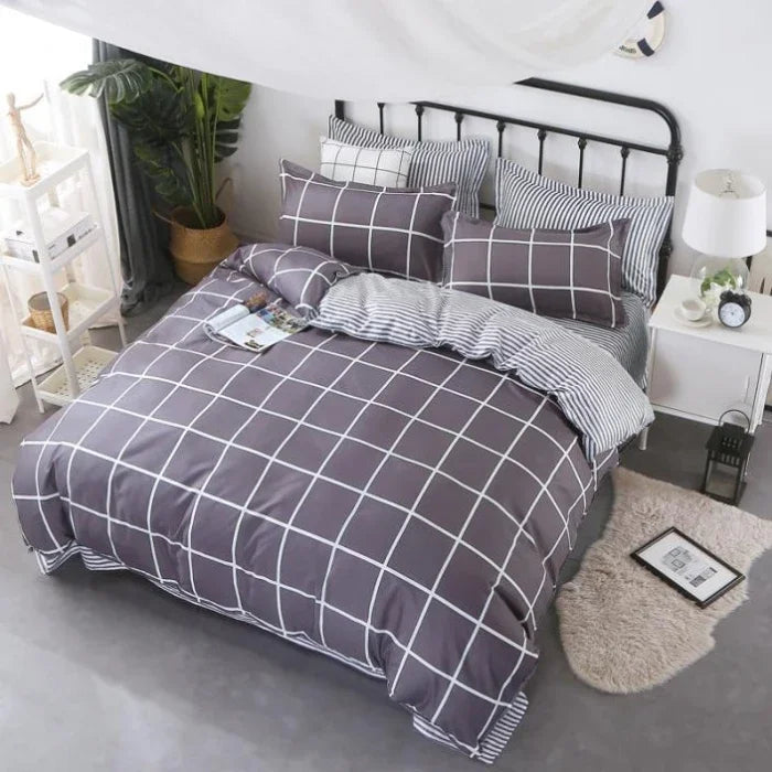 Aloe Vera Cotton 4-Piece Bedding Set – 1.5m (5 ft) Quilted Sheet & Quilt Cover, 500 TC