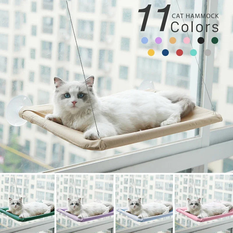 Window Cat Hammock Bed 55×35 cm (21.6×13.8 in) – Holds up to 20 kg / 44 lb | Suction-Cup Hanging Cat Perch & Sunny Window Seat