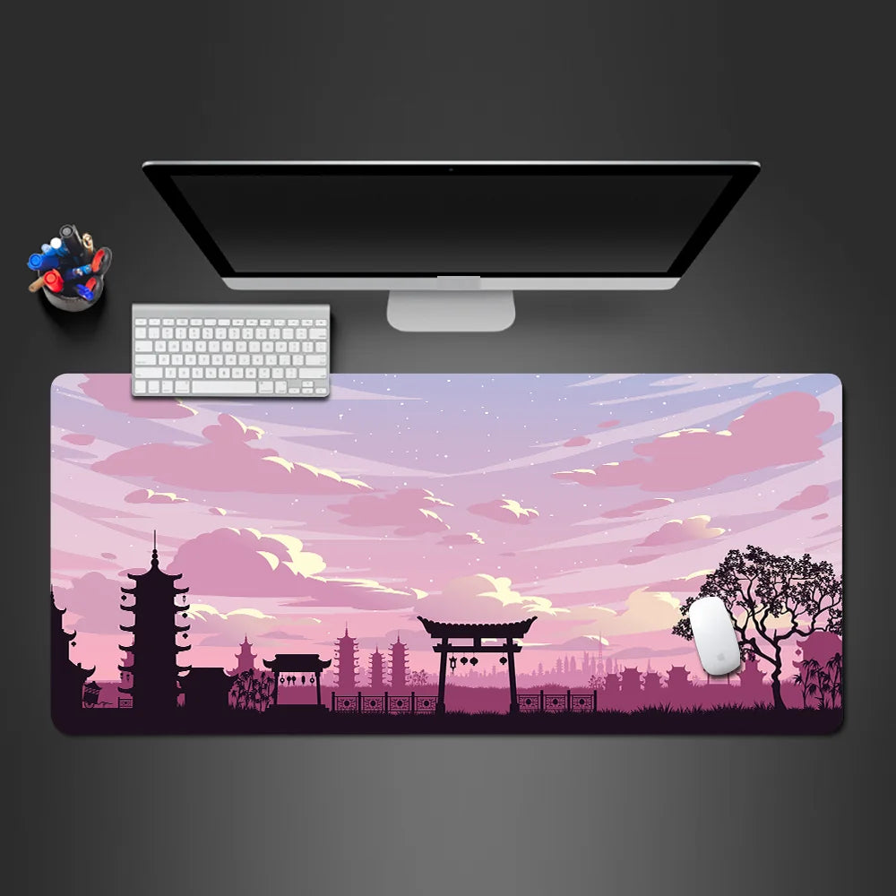 Sakura Cherry Blossom XXL Extended Gaming Desk Mat – 39.4 x 19.7 x 0.12 in (1000 x 500 x 3 mm) Keyboard & Mouse Pad, Non-Slip Stitched Edge