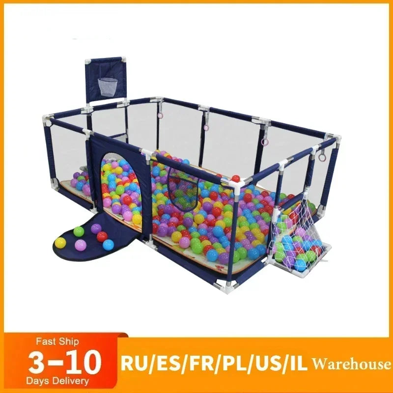 Baby Playpen & Ball Pit Play Yard – Thick Steel Pipe Kids Activity Fence, 107 x 231 x 128 cm (42 x 91 x 50 in) or 107 x 128 x 128 cm (42 x 50 x 50 in)