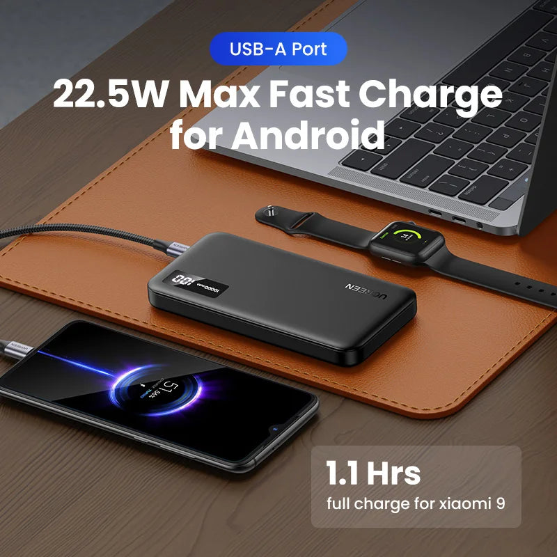 10000mAh PD 20W Portable Power Bank 22.5W USB-A Fast Charge USB-C External Battery for Smartphones
