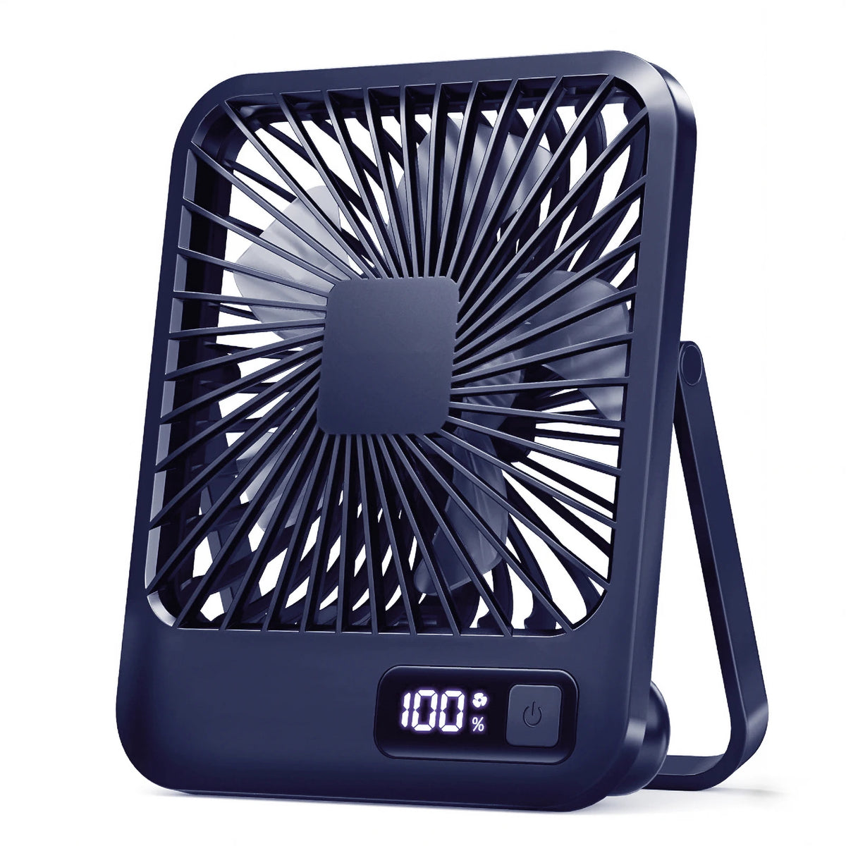 USB Rechargeable Portable Desk Fan — 180° Foldable Personal Table Fan, 5-Speed Quiet Fan with Battery Power Display