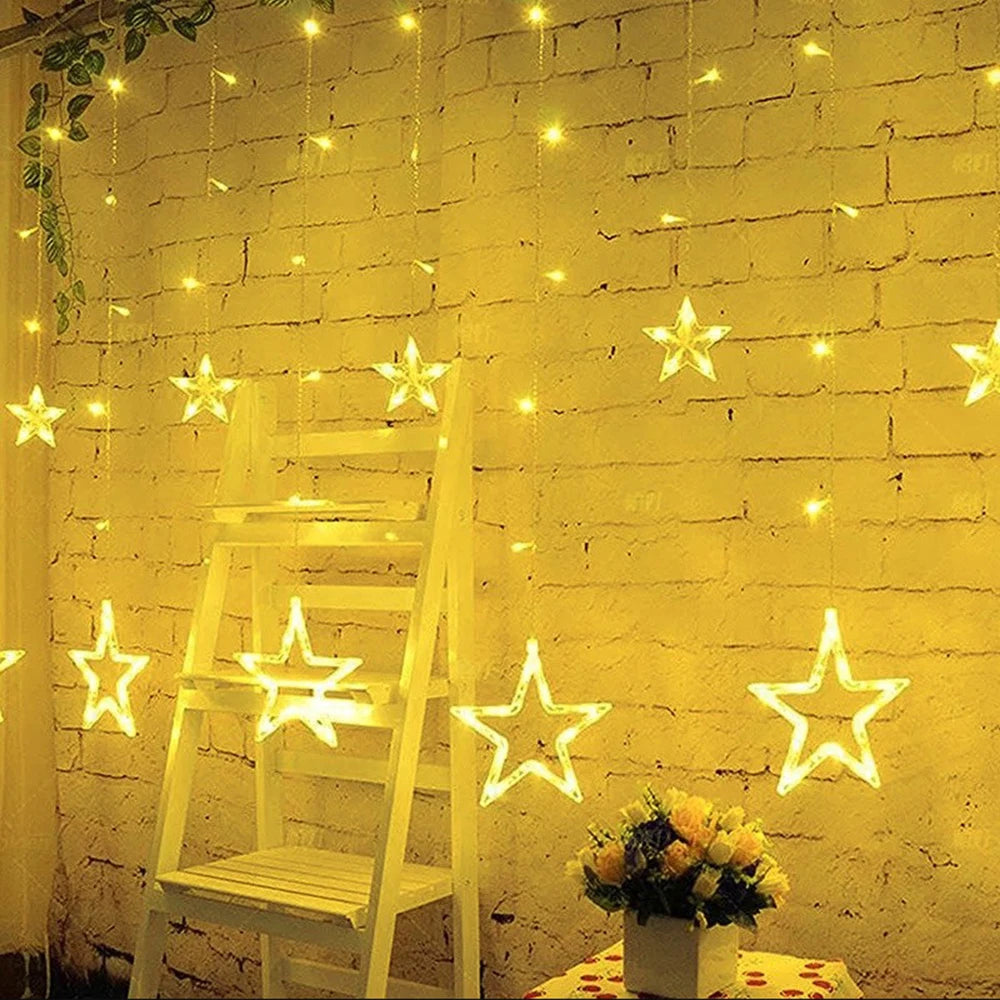 3.5M (11.5 ft) Star Curtain LED Fairy String Lights 138 LEDs for Christmas Home Bedroom Window Outdoor Party