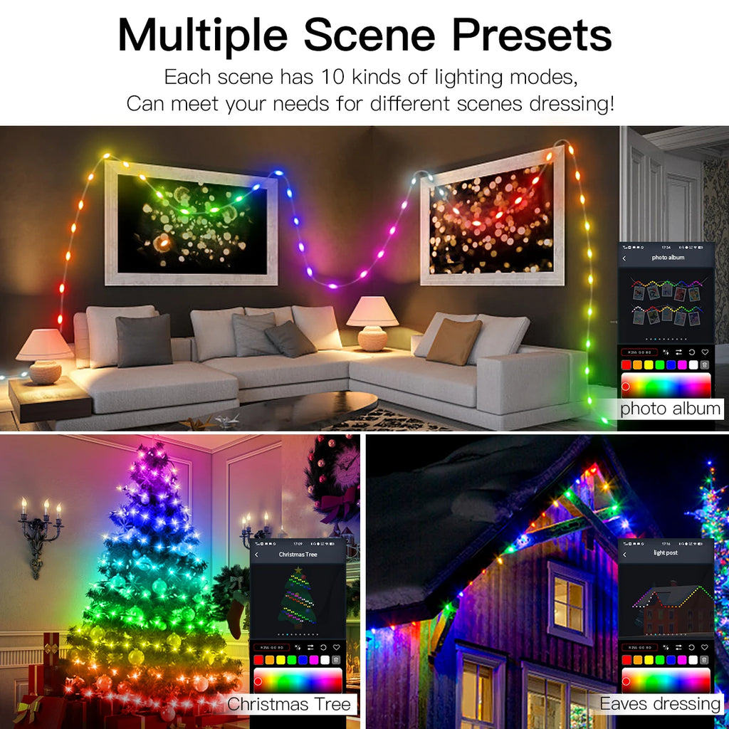 40 m (131 ft) RGBIC LED String Lights - Smart Bluetooth Music Outdoor Fairy & Festoon Lights, IP65 Waterproof, App & Voice Control