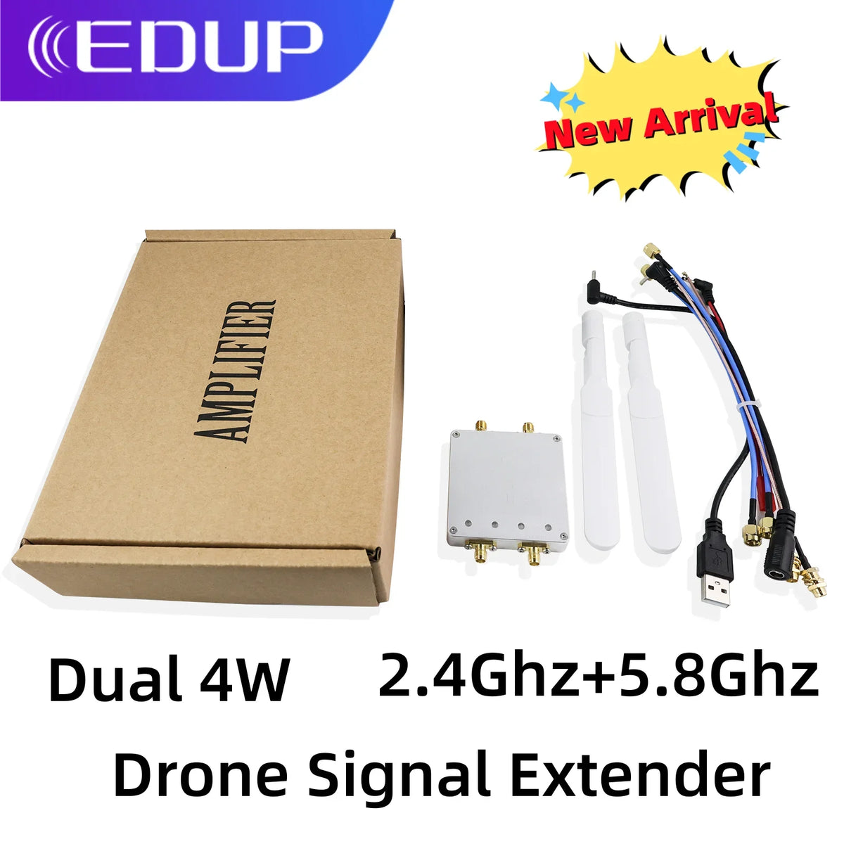 8W 2.4GHz Wi-Fi Signal Amplifier & Range Extender 802.11n — SMA Antenna Adapter (6 dBi, 39 dBm)