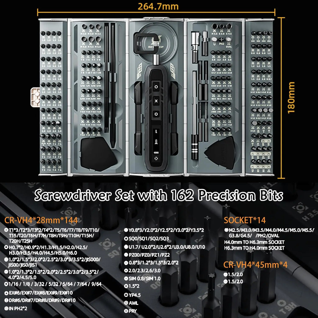180-in-1 Electric Precision Screwdriver Set – Mini Cordless Repair Kit for Phones, Cameras, Laptops & Electronics