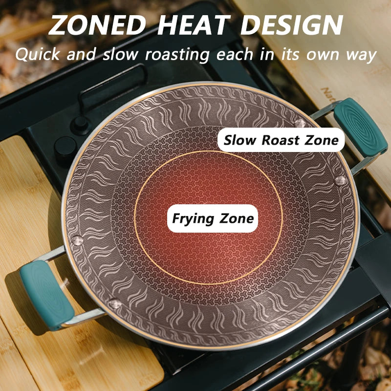 Nonstick Folding Round Grill Pan Portable Outdoor BBQ Griddle for Camping & Picnic