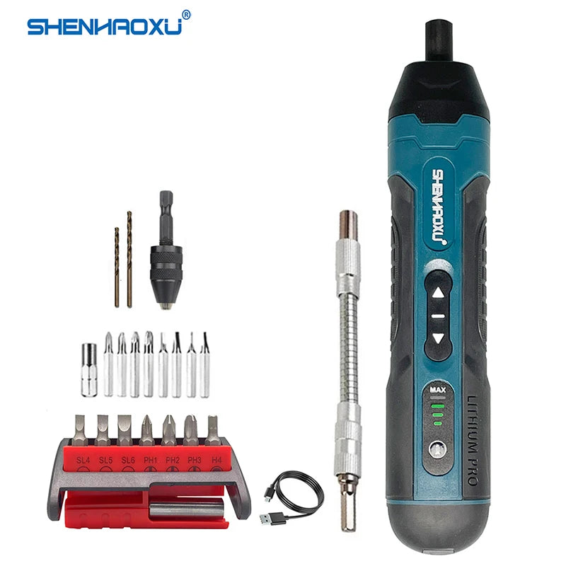 Mini Cordless Electric Screwdriver 3.6V Rechargeable 1300mAh USB-C, Precision Screwdriver with LED & Torque Control, 1/4" (6.35mm) Chuck