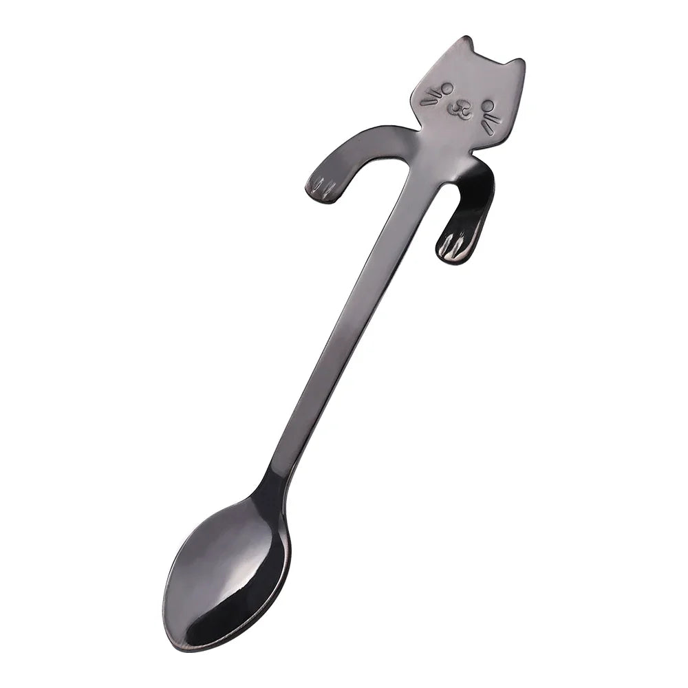 Stainless Steel Cat Teaspoon - Cute Mini Coffee & Dessert Spoon for Ice Cream and Snacks