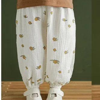 Baby & Toddler Unisex Cotton Harem Pants - Printed Summer Loose Full-Length Trousers (2T-7T / 80-120 cm)