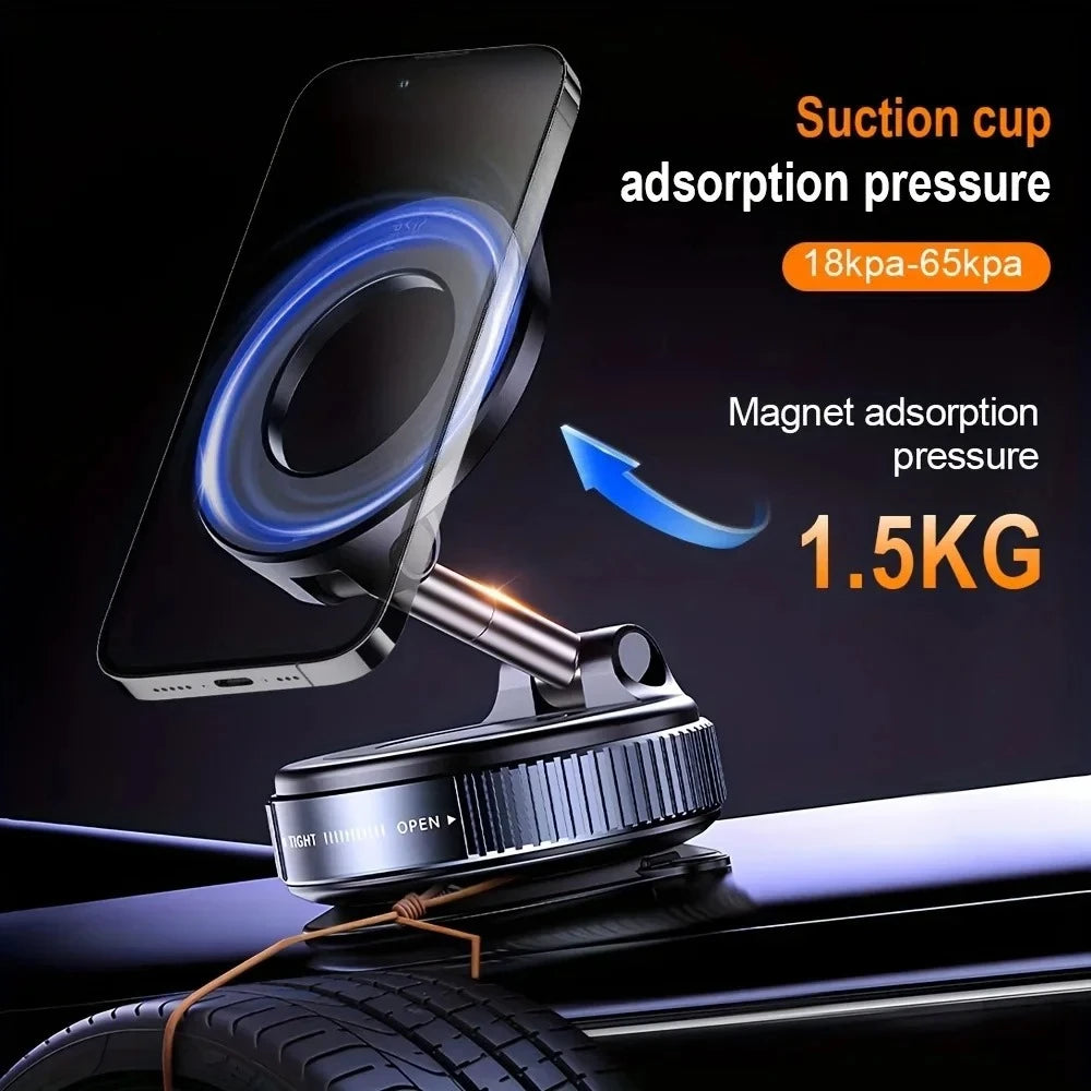 Magnetic Car Phone Holder - Foldable 360° Rotating Suction Mount for 4.7-inch+ Smartphones, Universal Car/Desk/Bathroom Stand