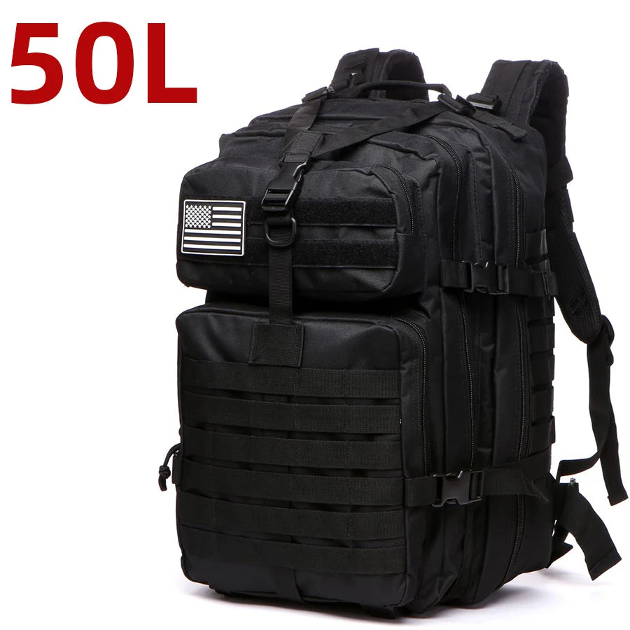 25L & 50L Waterproof Nylon Tactical Backpack - Hiking Camping Trekking Fishing Rucksack with MOLLE