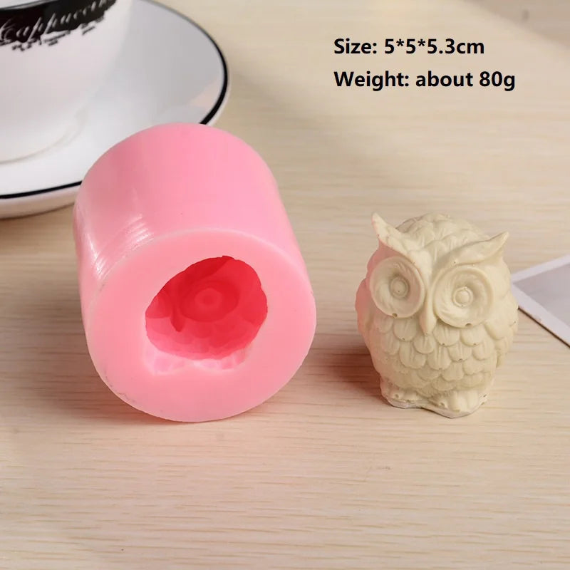 3D Cute Owl Silicone Mold for DIY Crafts – Candle, Soap, Resin, Plaster & Wax Home Decor Molds