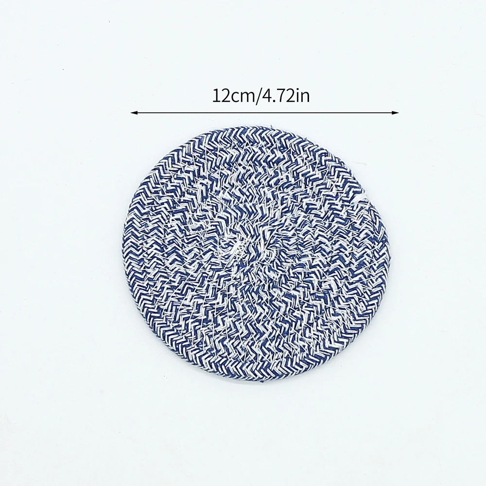 Woven Cotton-Linen Drink Coaster - Heat Resistant, Absorbent Cup Mat for Tabletop Protection