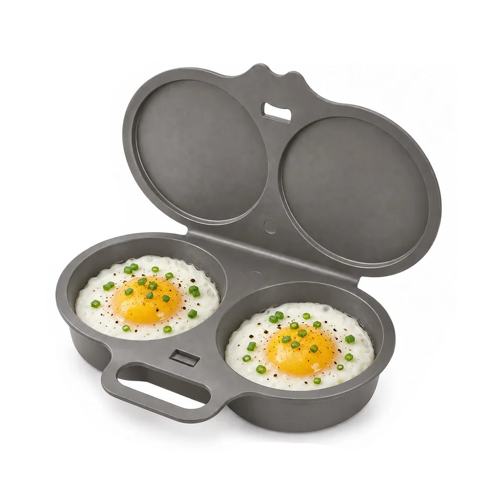 Microwave Double Cavity Silicone Egg Poacher – Food-Grade Non-Stick Oil-Free Egg Steamer, Reusable Kitchen Mold