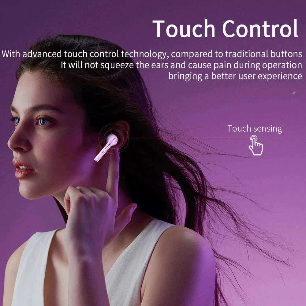 TWS Bluetooth 5.3 Wireless Earbuds, ANC Noise Cancelling, Waterproof, Long Battery Life with Mic for Gaming & Sports