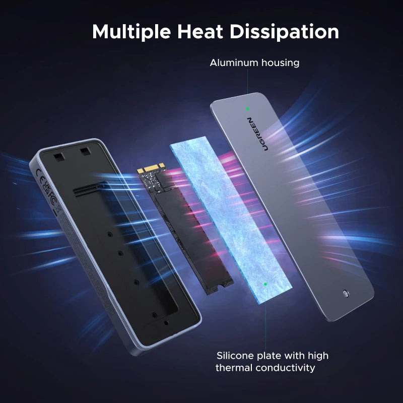 20Gbps M.2 NVMe/SATA SSD Enclosure - USB 3.2 Gen2x2 Type-C External Adapter with RGB Lighting