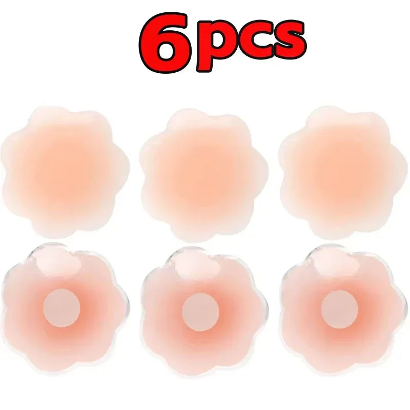 2/6/12-Pack Reusable Self-Adhesive Silicone Nipple Covers Invisible Breast Petals