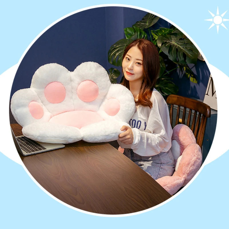 Plush Cat Paw Chair Cushion - Paw-Shaped Seat Pad for Chair, Floor & Bed