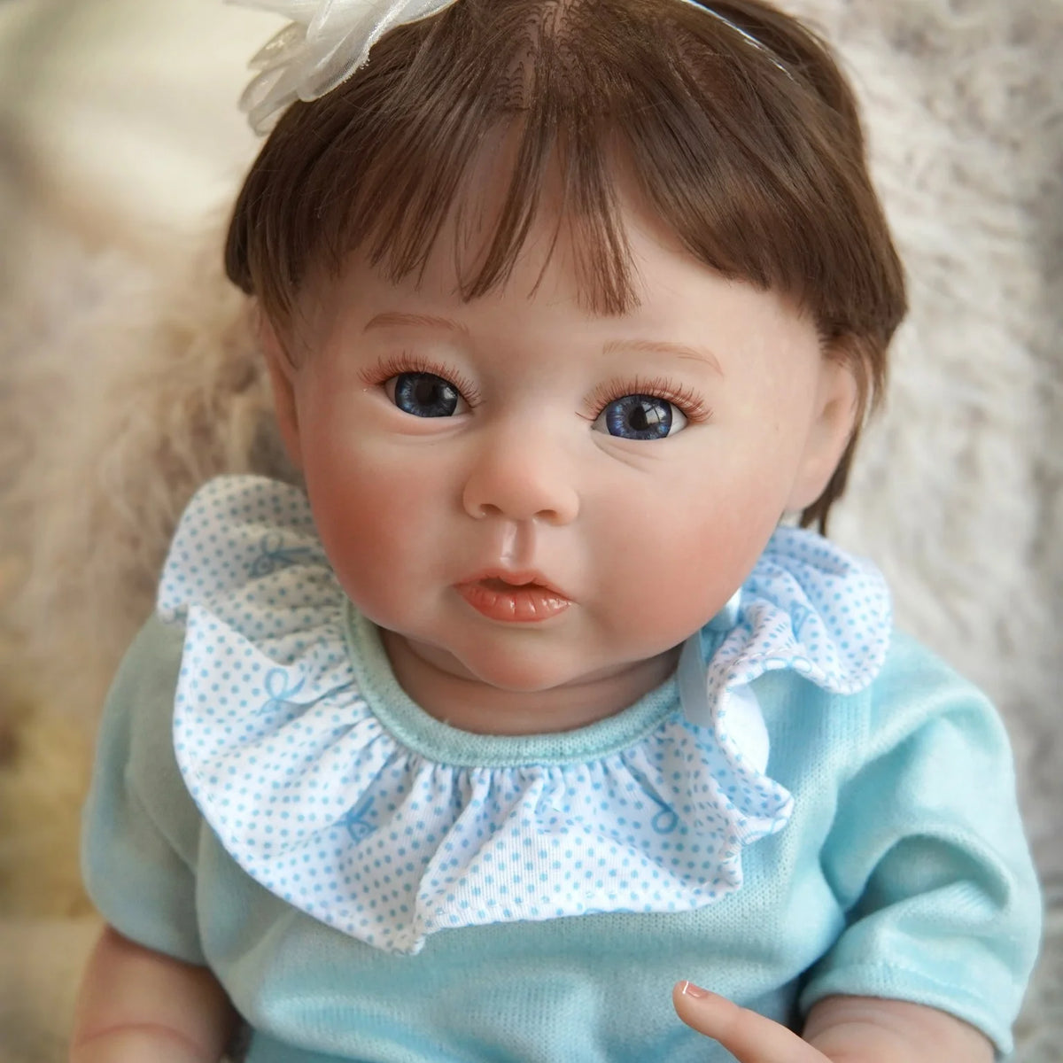 Reborn Baby Doll Girl 48 cm (19 in) Realistic Bathable Silicone Baby Doll with Blue Eyes