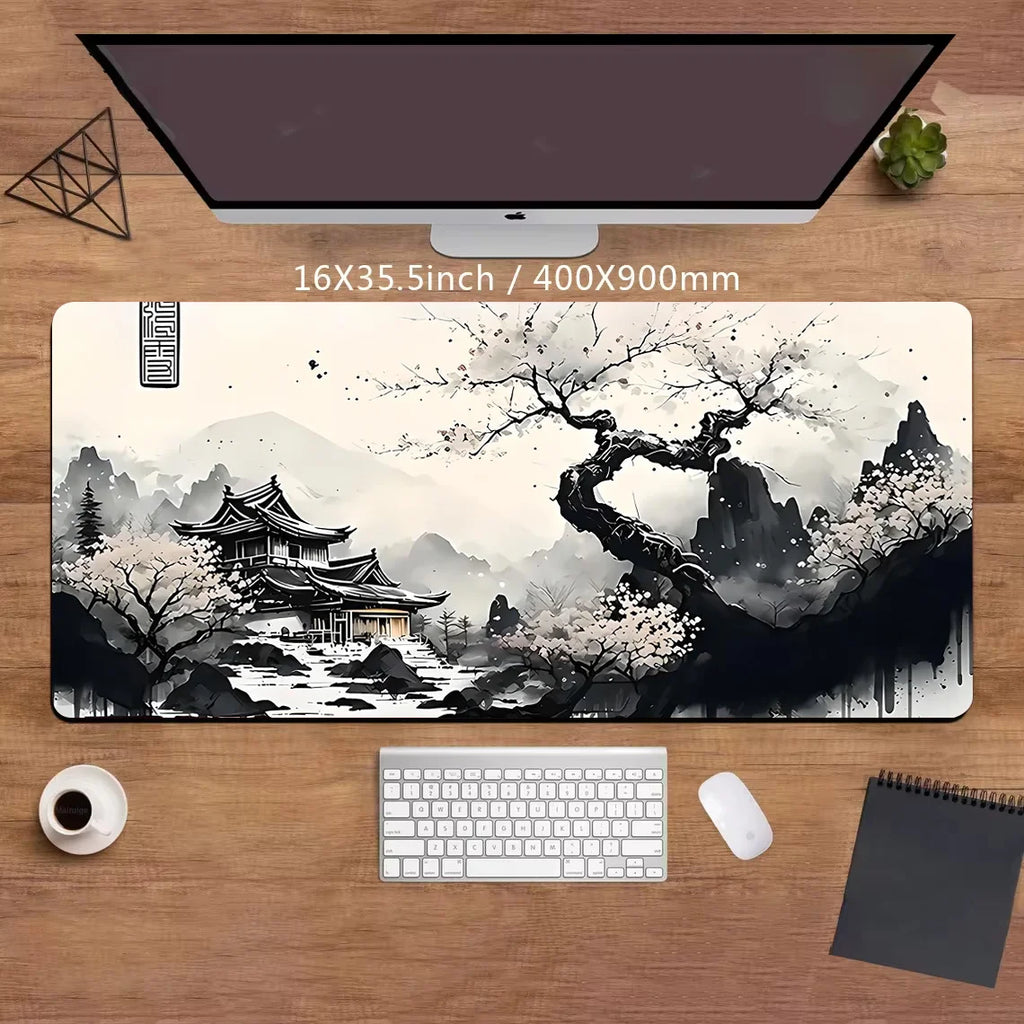 Sakura Cherry Blossom XXL Extended Gaming Desk Mat – 39.4 x 19.7 x 0.12 in (1000 x 500 x 3 mm) Keyboard & Mouse Pad, Non-Slip Stitched Edge