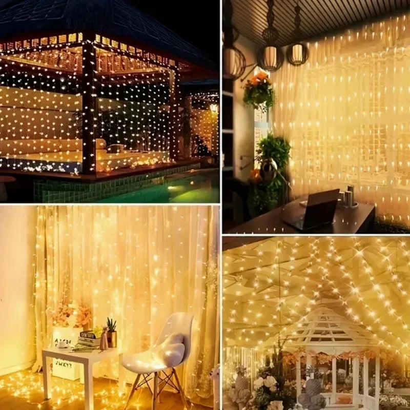 LED Fairy Curtain String Lights 8-Mode Remote USB Festoon for Christmas and Holiday Home Decor