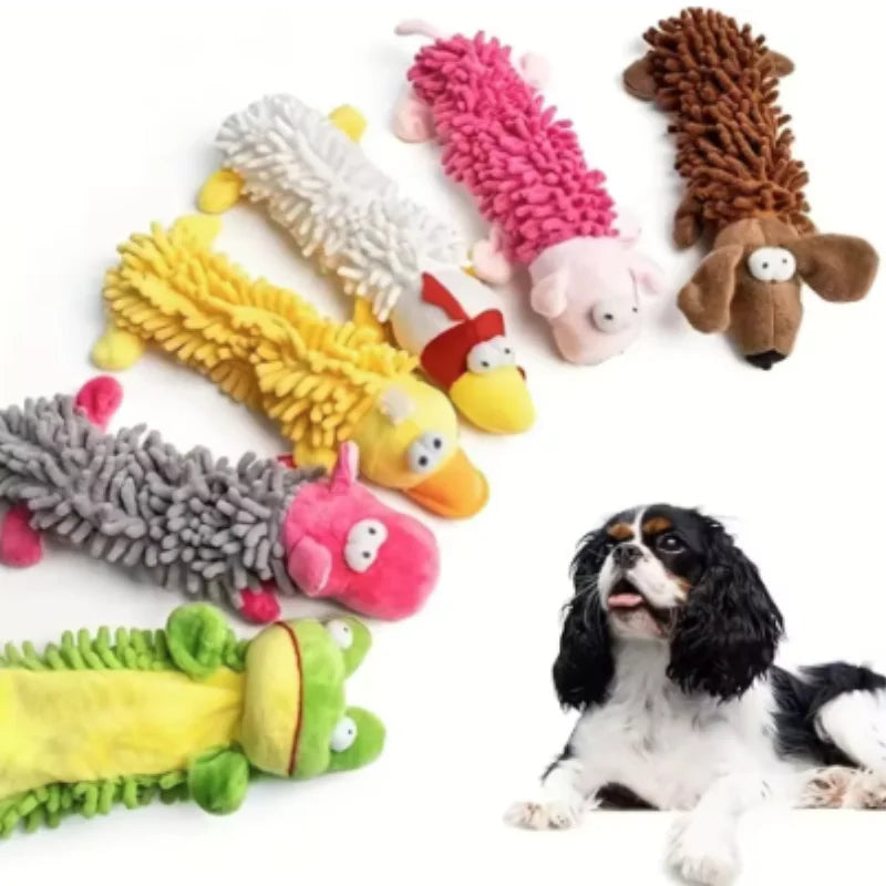 Small Breed Dog Plush Toy 10.2 in (26 cm) Animal Shape Squeaky Chew and Dental Cleaning Toy for Chihuahua Yorkie Bichon Puppies