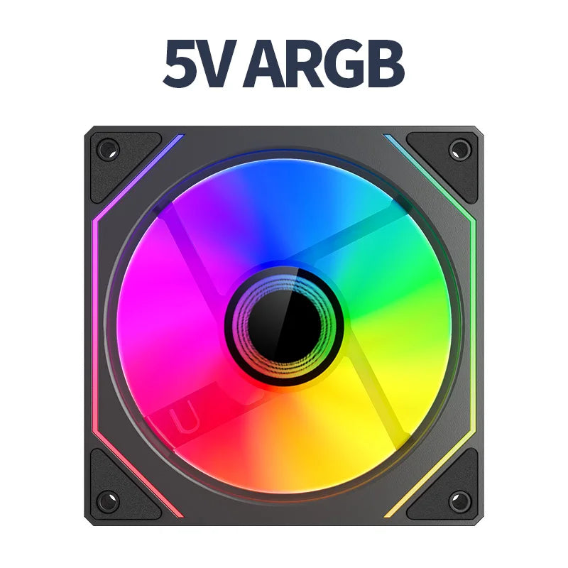 Infinite Mirror ARGB 120mm (4.72 in) PWM PC Case Fan — 5V 3-Pin ARGB & 12V 4-Pin PWM, 800–2000 RPM, Hydro Bearing