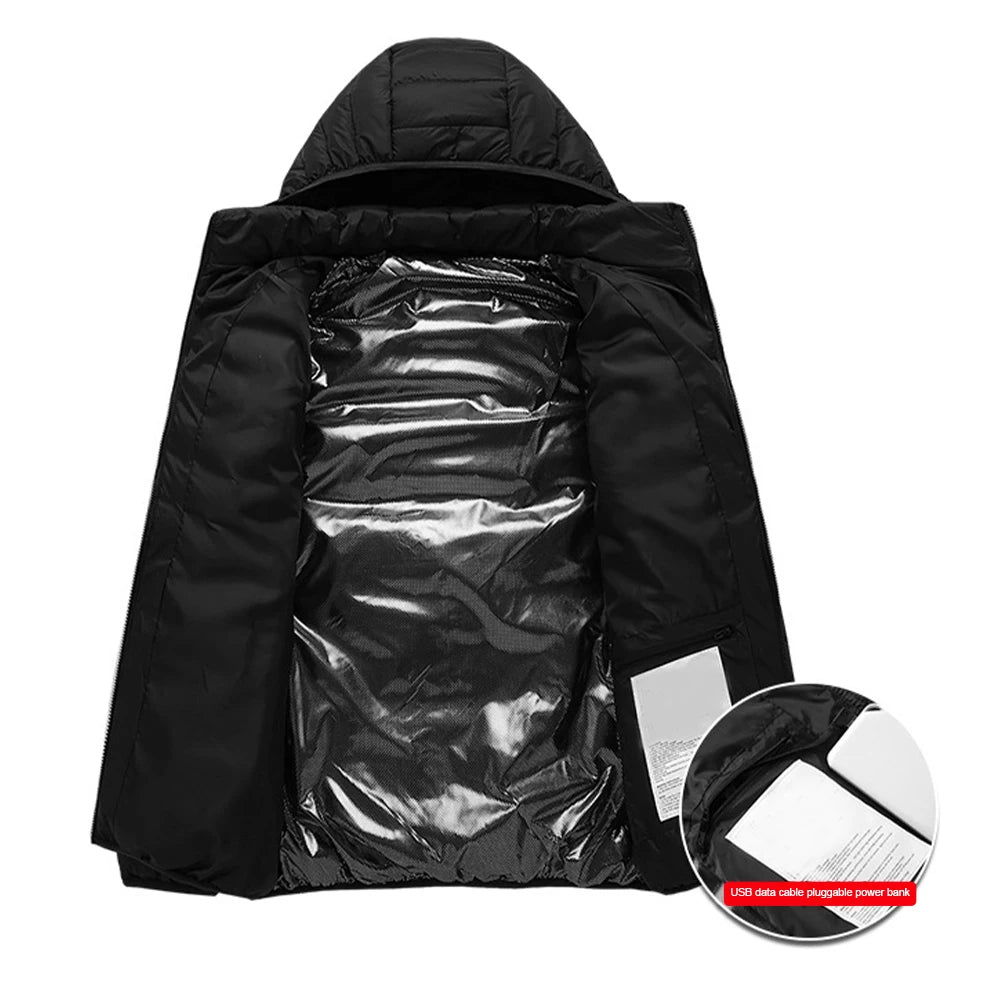 USB Heated Jacket - 11-Zone Rechargeable Electric Winter Coat for Men & Women, Thermal Outdoor Heating Jacket