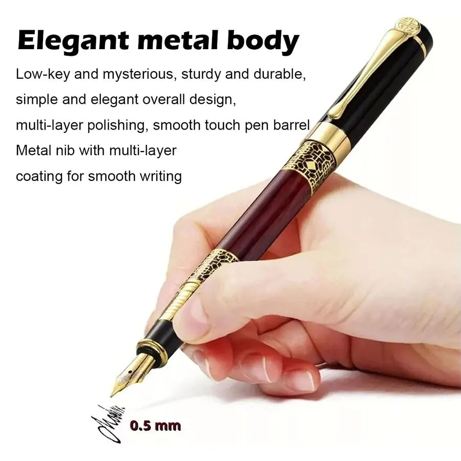 Retro Metal Fountain Pen Set (1–100 pcs) with Replaceable Ink, Elegant Writing Gift for Office & School