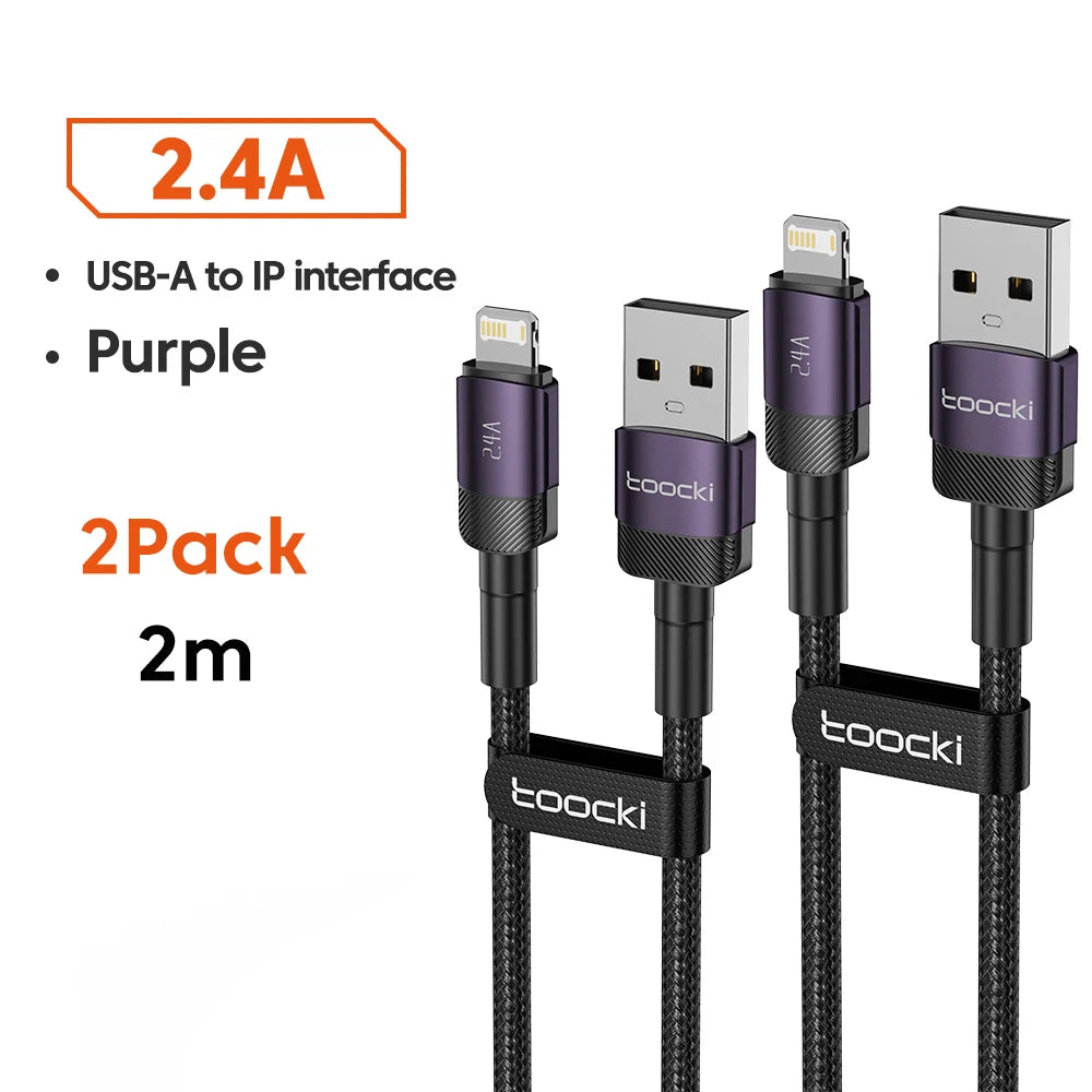 USB-A to Lightning Fast Charging Cable for iPhone & iPad — 2.4A Aluminum Alloy Data Sync Cord