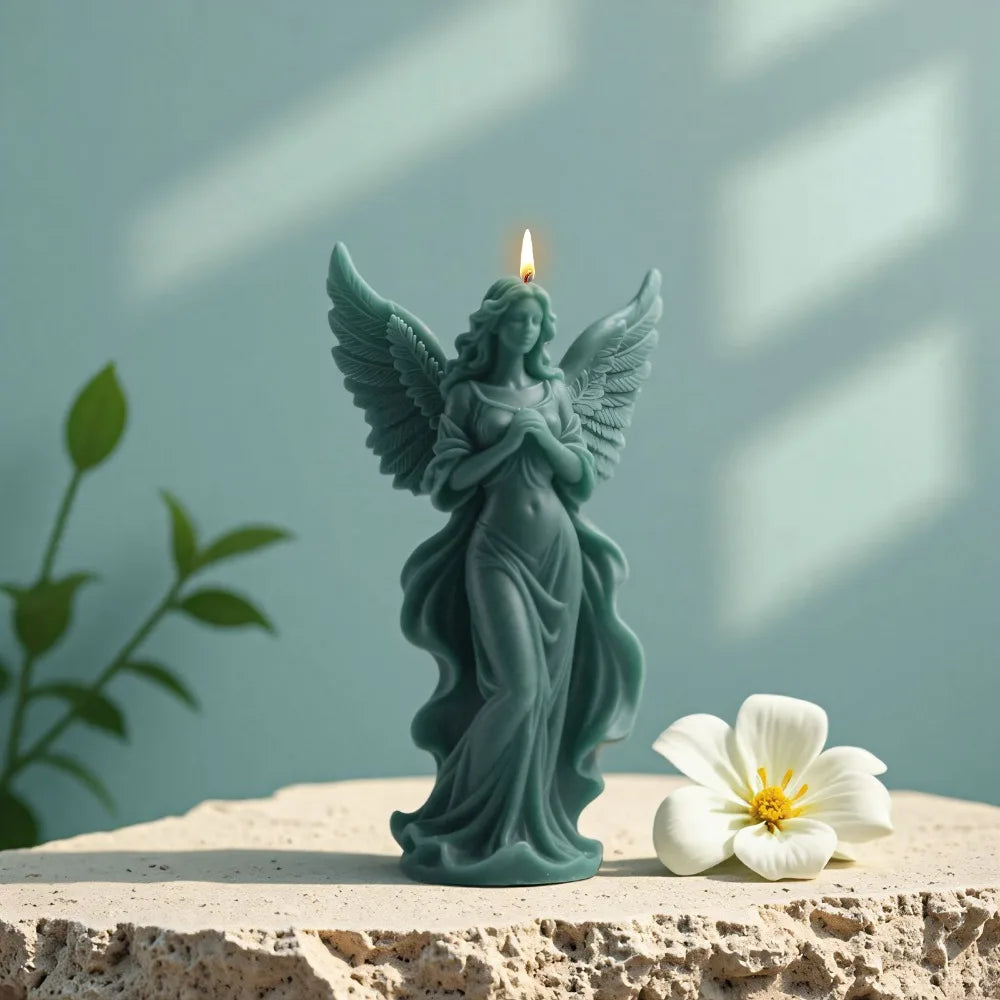 Angel Wings Silicone Candle Mold – Goddess Angel Sculpture Mold for DIY Scented Candles, Resin & Plaster