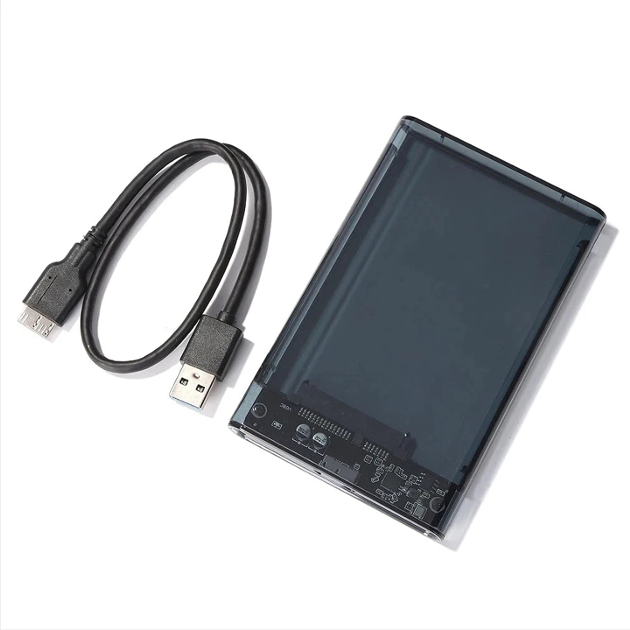2.5-Inch SATA to USB Hard Drive Enclosure — Transparent Tool-Free Case, USB 3.0 UASP, Type-C/Micro USB Compatible (Up to 4TB)