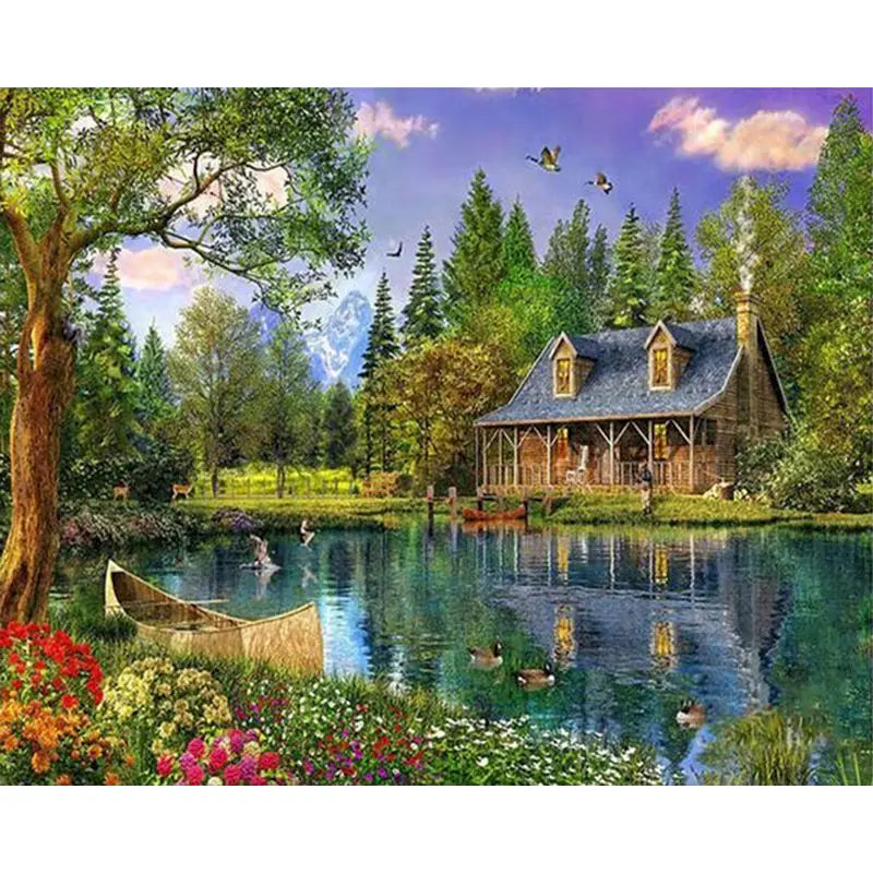 Paint-by-Number Landscape Canvas Kit for Adults — DIY Acrylic Painting Set with Brushes, Paints & Hangers, Multiple Sizes (40×50 cm / 15.7×19.7 in; 50×65 cm / 19.7×25.6 in; 60×75 cm / 23.6×29.5 in)