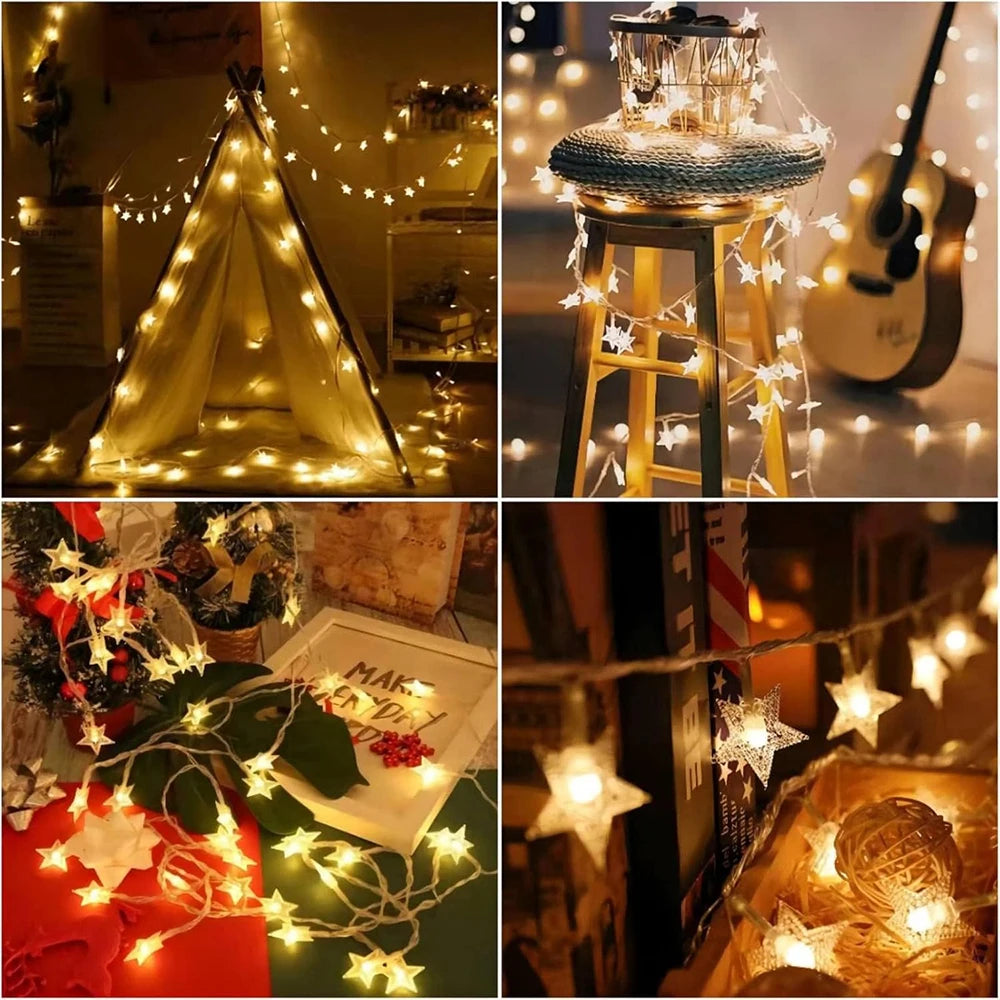Star LED String Lights USB & Battery Operated Fairy Lights – 1.5m/3m/6m/10m (10/20/40/80 LEDs) Waterproof IP44 – Warm/Cool/Multicolor Party, Wedding & Patio Decor