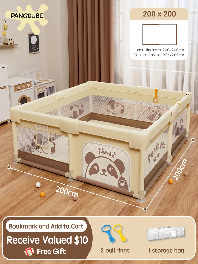 Panda Baby Playpen Kids Play Fence & Activity Gym — 4 Sizes (59×70, 59×78, 70×78, 78×78 in | 150×178–198×198 cm)