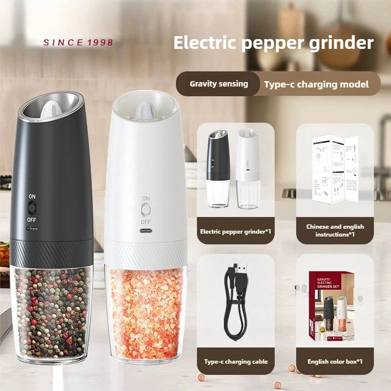USB Rechargeable Electric Salt and Pepper Grinder – Adjustable Coarseness Electric Spice Mill for Kitchen