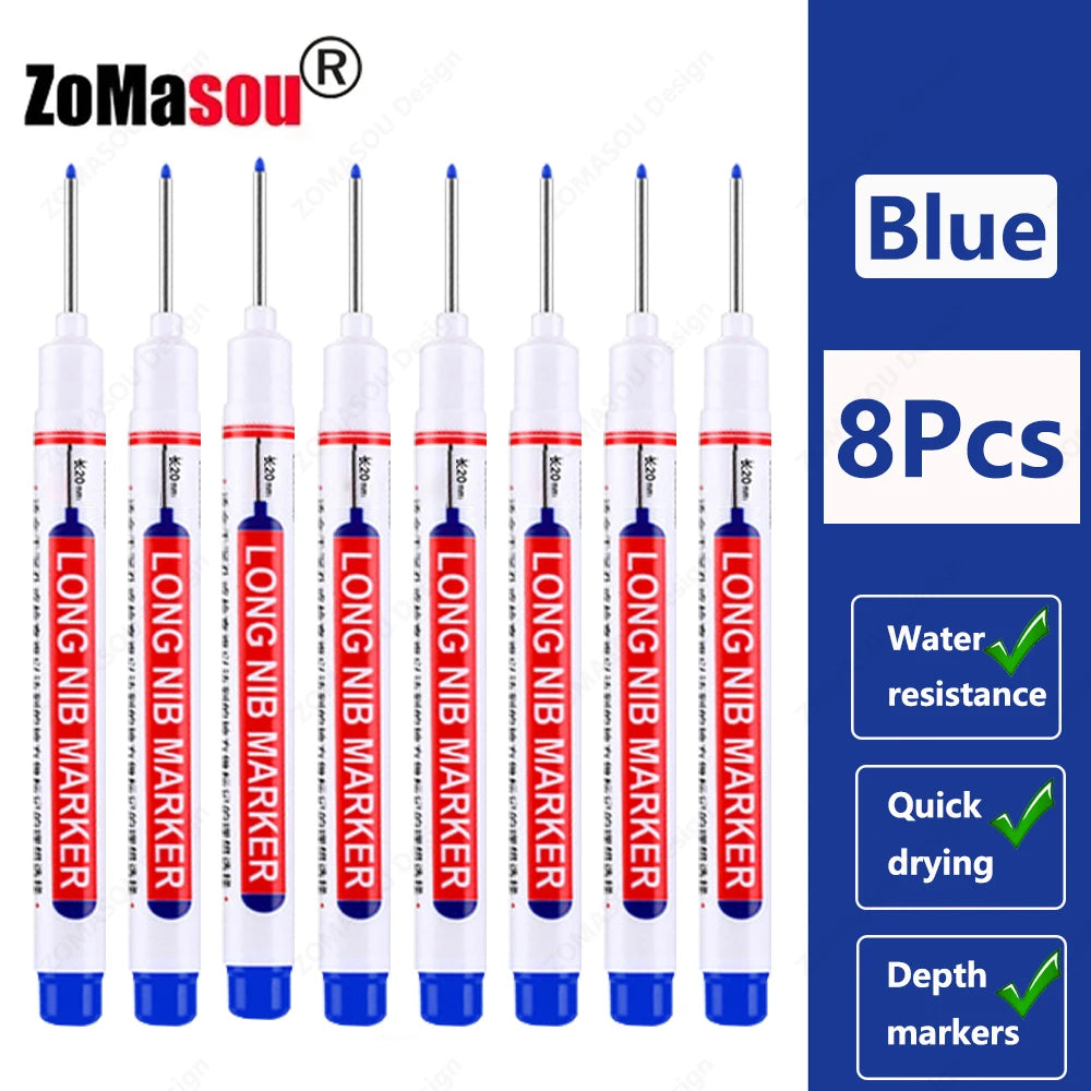 20mm Long-Head Deep Hole Marker Pens - Waterproof Fast-Dry Oil Markers for Wood, Metal & Glass (Red/Black/Blue/Green)