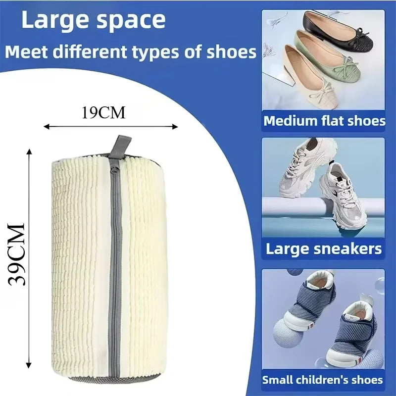Reusable Shoe Wash Bag for Machine Washing – Zippered Chenille-Lined Laundry Bag for Sneakers & Casual Shoes
